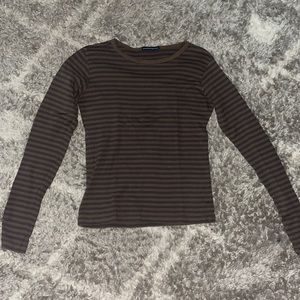 Brandy brown and black striped long sleeve shirt